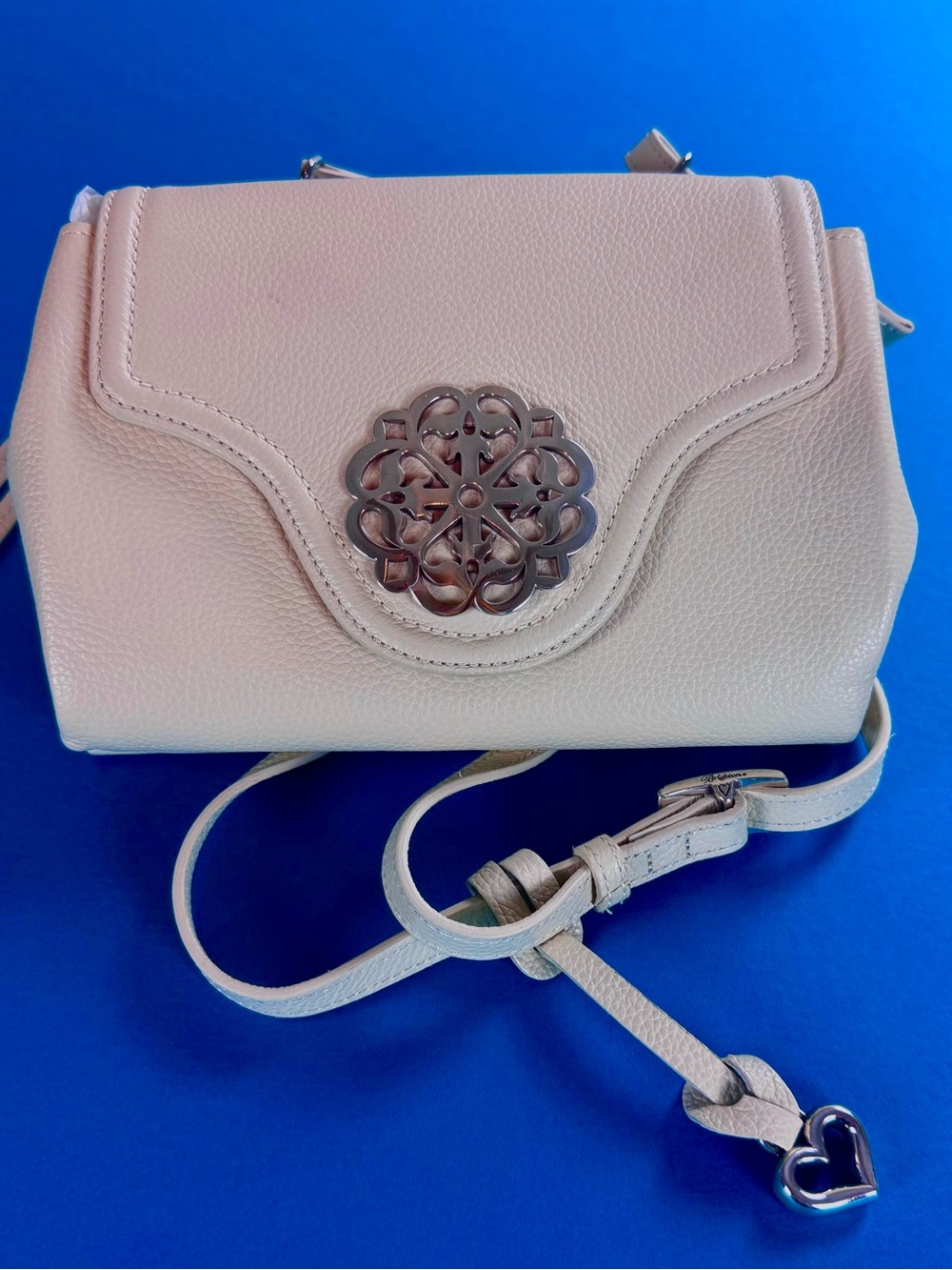 BRIGHTON Ferrara Crossbody Bag Ivory Leather Adjustable Strap